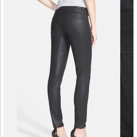 PAIGE Mid-rise Black Coated Denim Skinny Jeans Size 27 - Picture 6 of 7